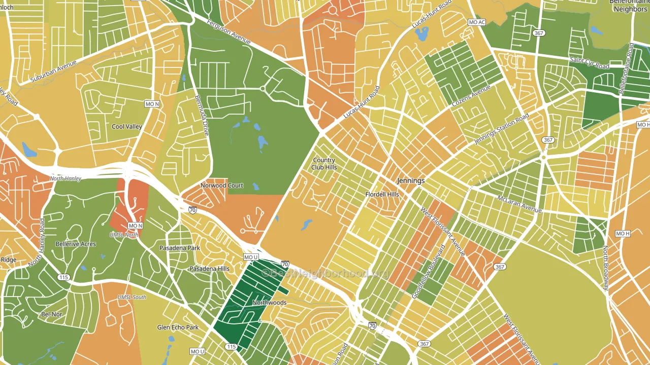 Country Club Hills, MO block-group voter-turnout map