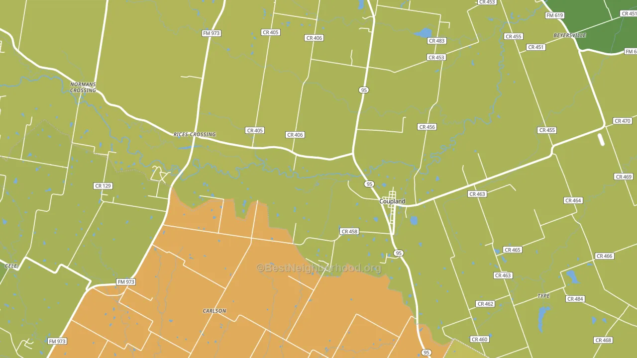 Coupland, TX block-group voter-turnout map