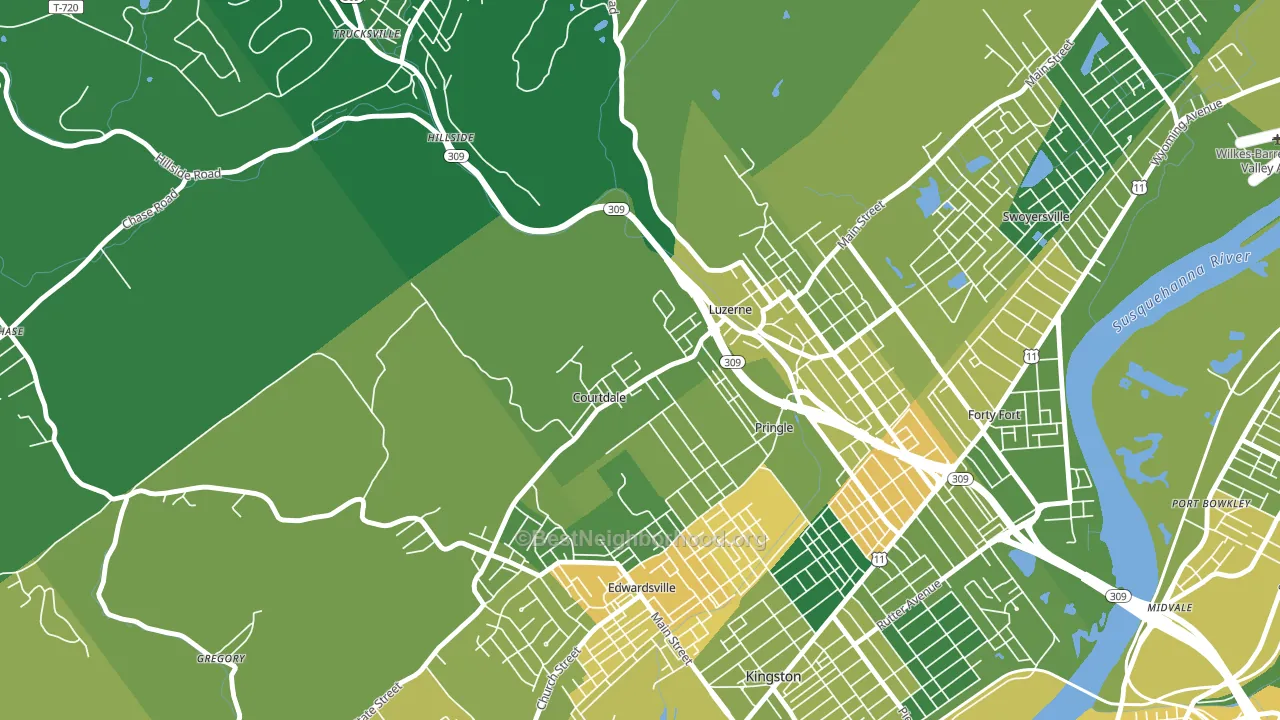 Courtdale, PA block-group voter-turnout map