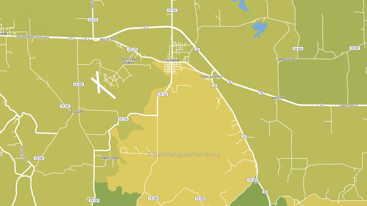 Courtland, AL block-group voter-turnout map