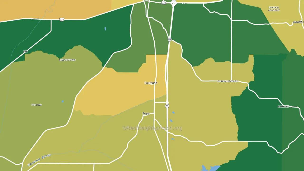 Courtland, MS block-group voter-turnout map