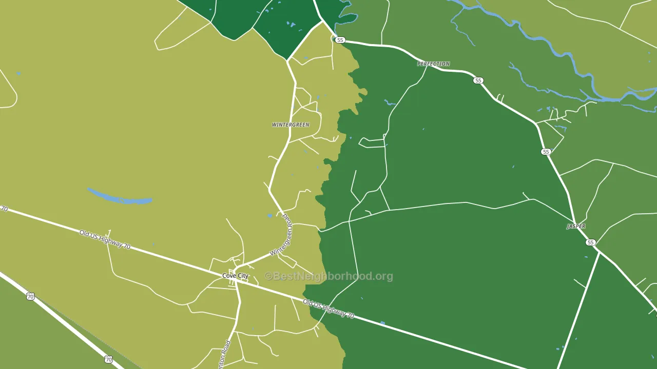 Cove City, NC block-group voter-turnout map