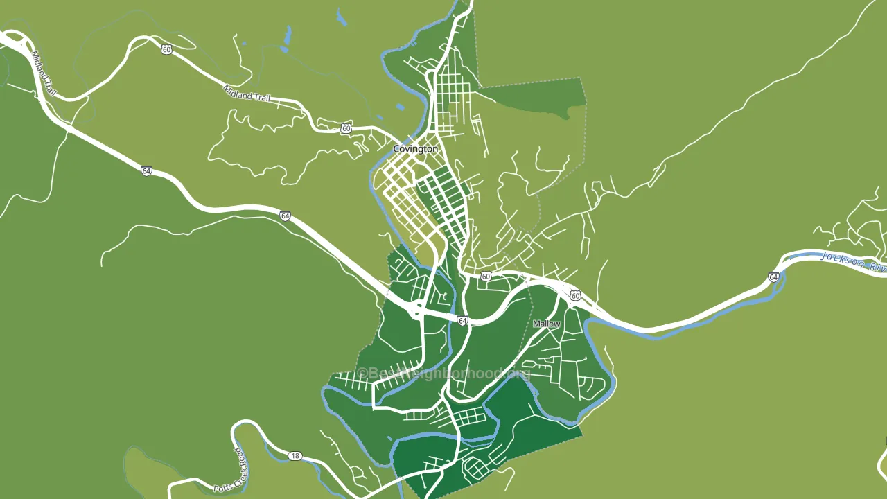 Covington City, VA block-group voter-turnout map