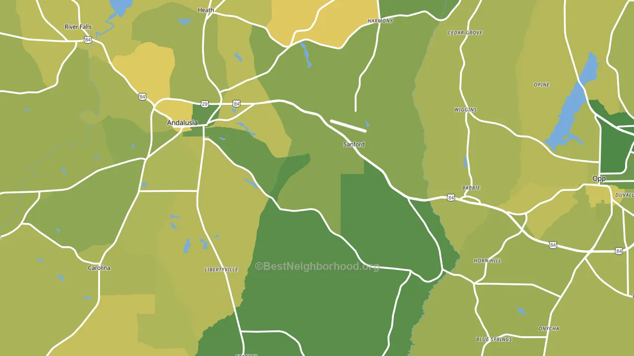 Covington County, AL block-group voter-turnout map