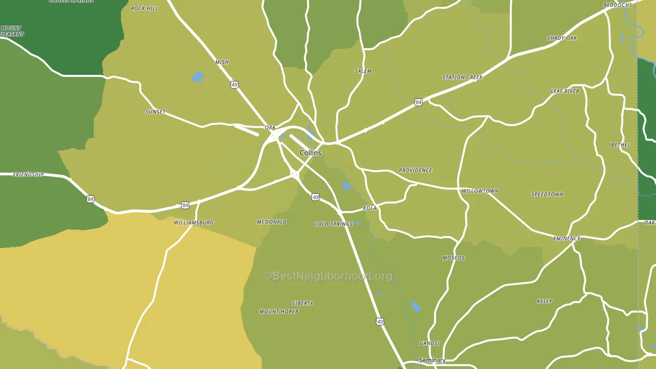 Covington County, MS block-group voter-turnout map