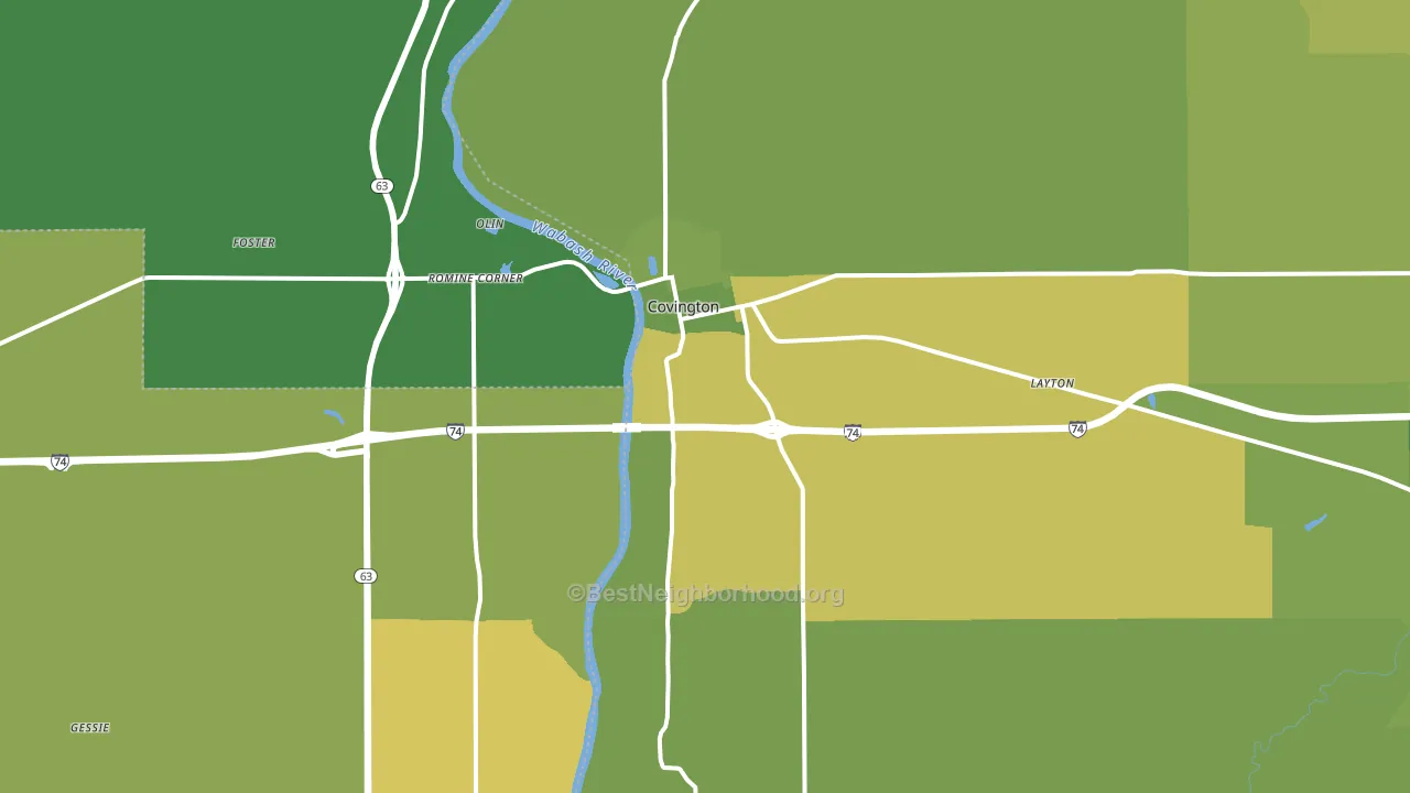 Covington, IN block-group voter-turnout map
