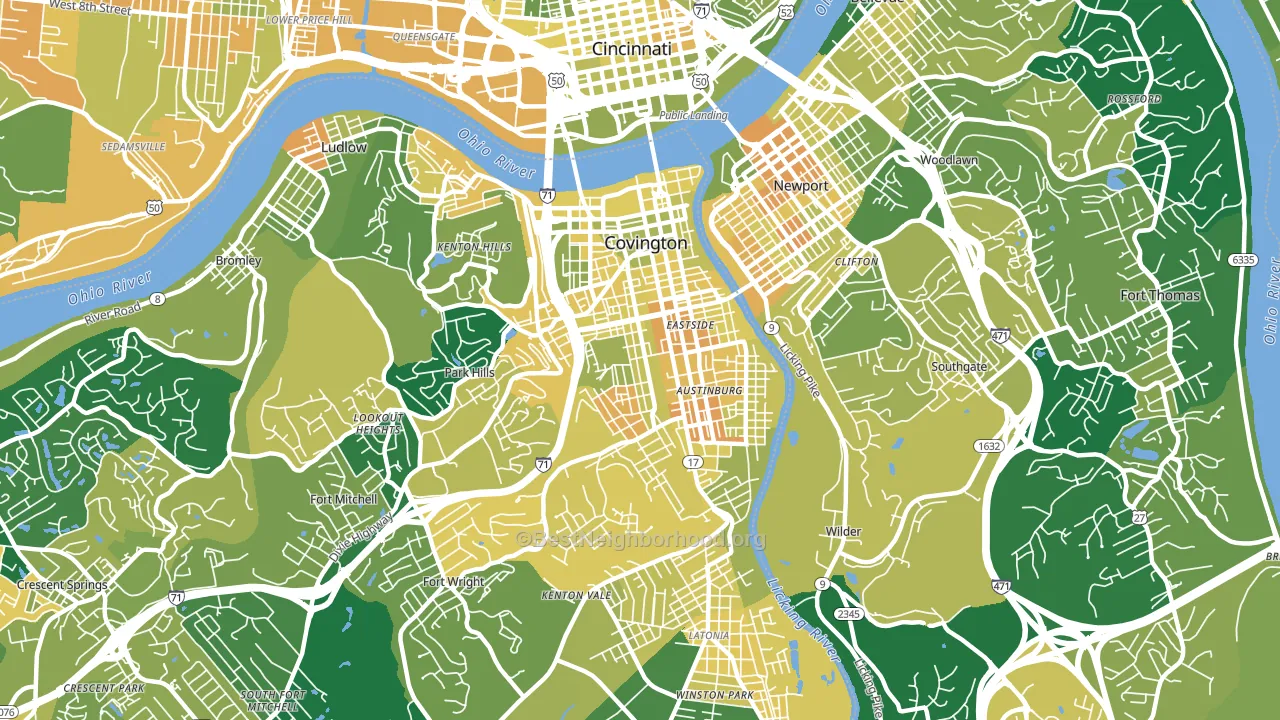 Covington, KY block-group voter-turnout map