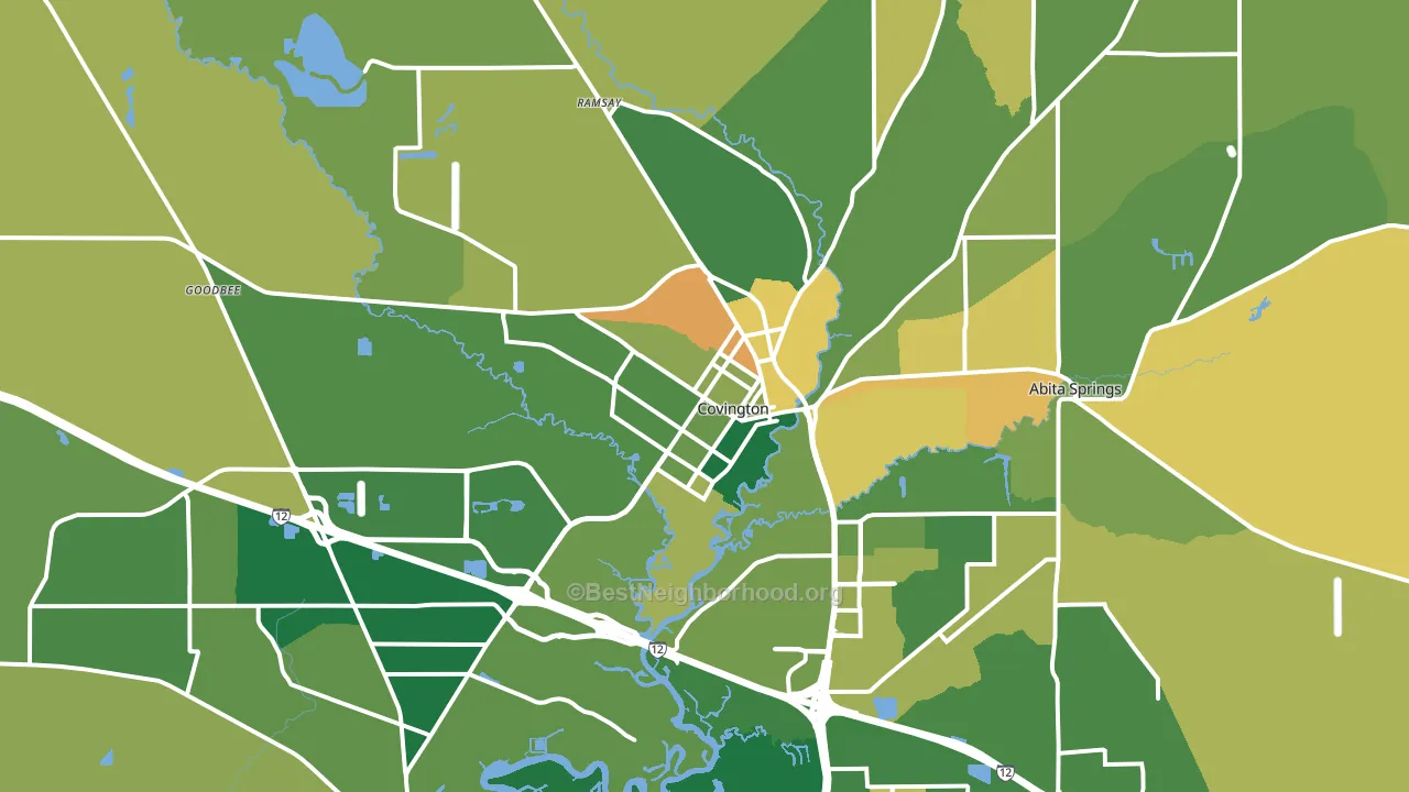 Covington, LA block-group voter-turnout map