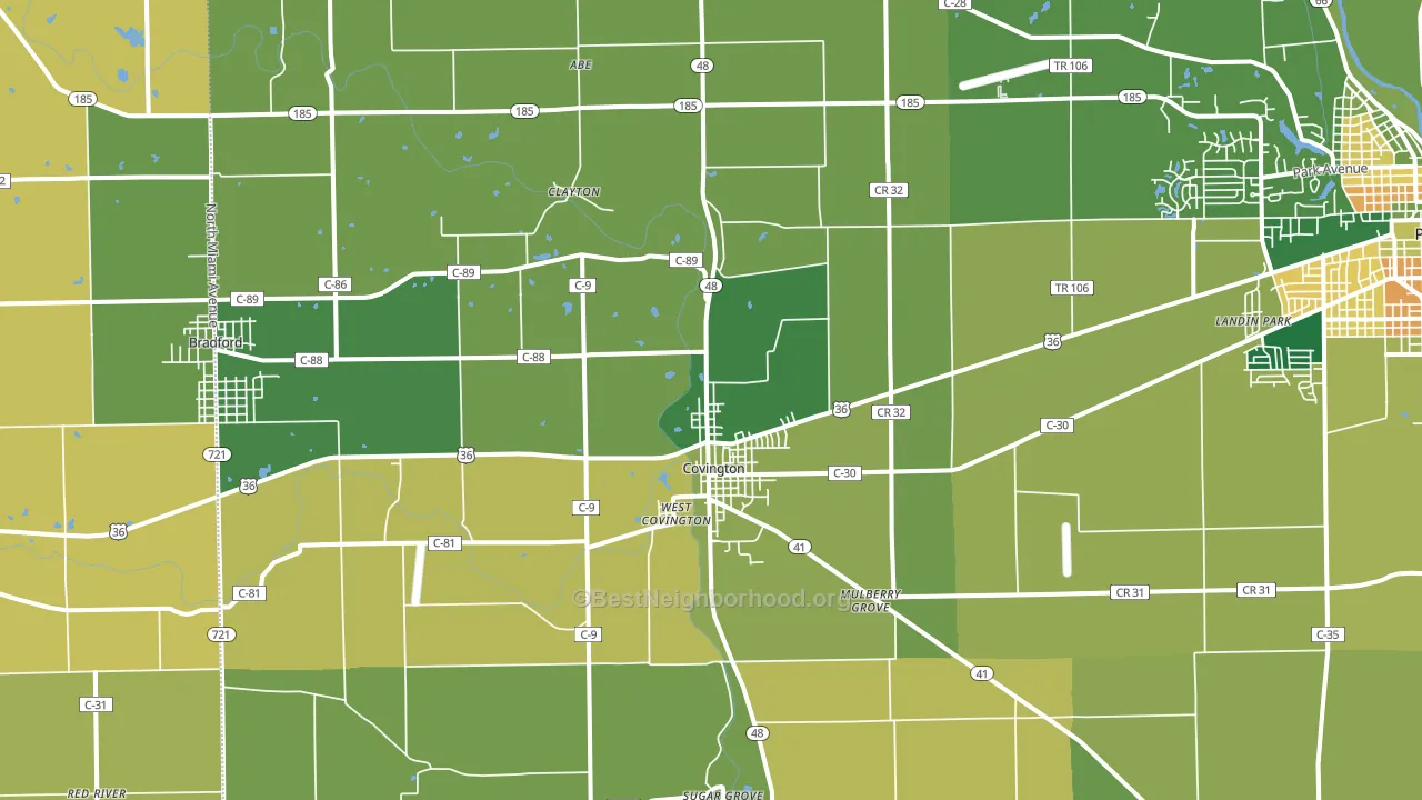 Covington, OH block-group voter-turnout map