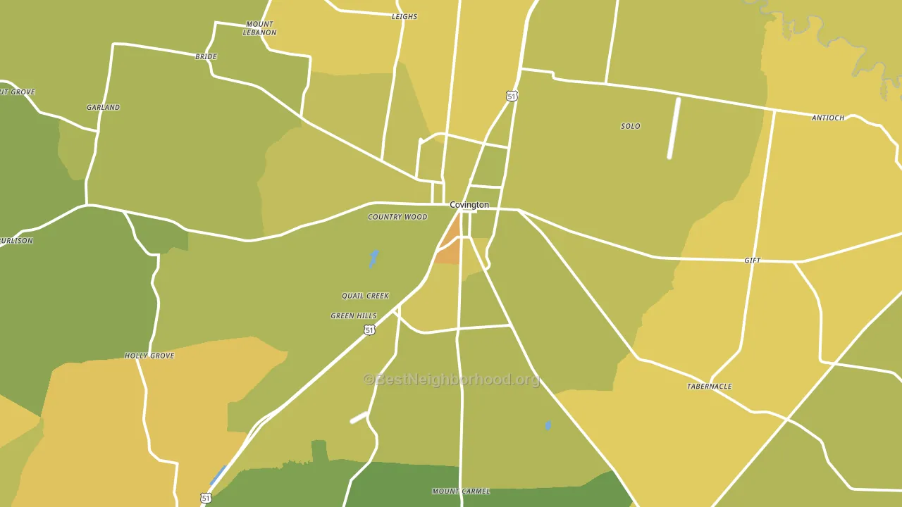 Covington, TN block-group voter-turnout map