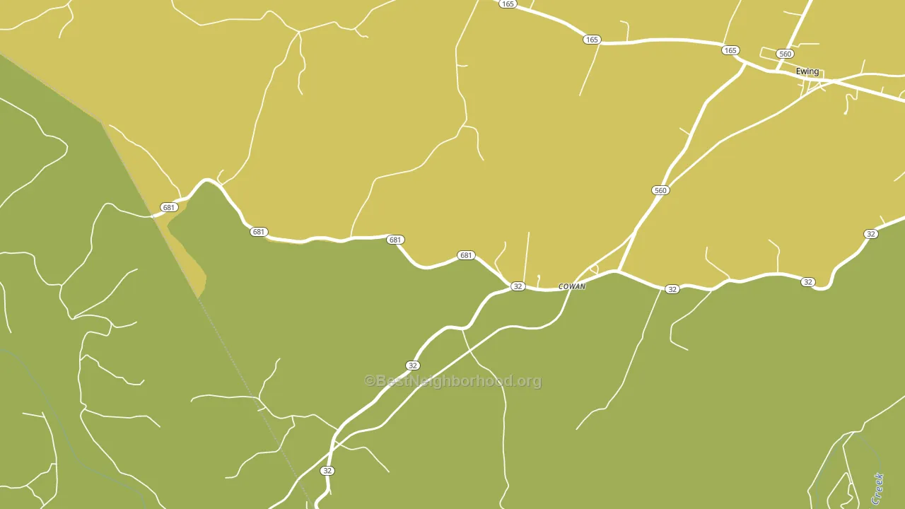 Cowan, KY block-group voter-turnout map