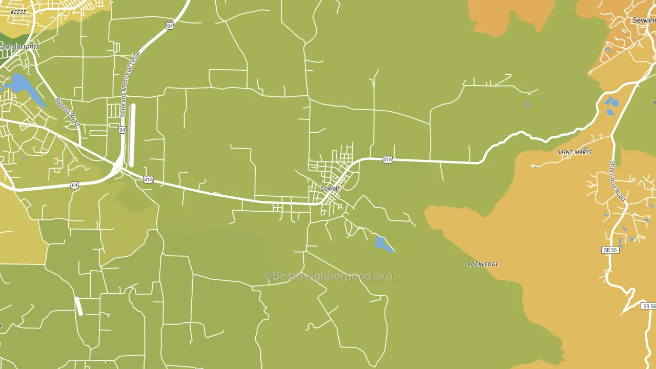 Cowan, TN block-group voter-turnout map