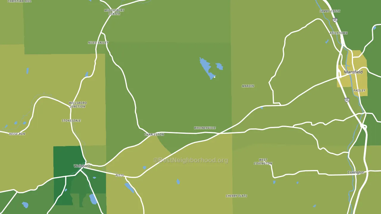 Cowanesque, PA block-group voter-turnout map
