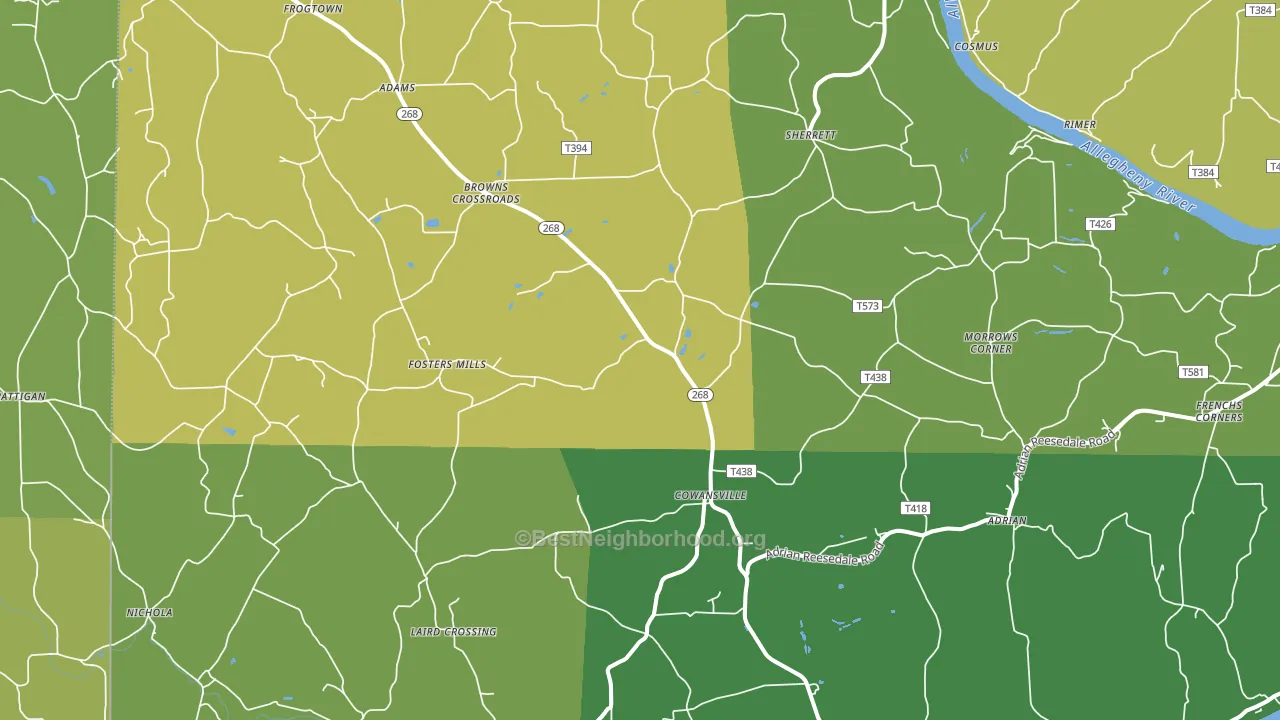 Cowansville, PA block-group voter-turnout map
