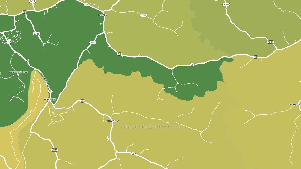 Cowcreek, KY block-group voter-turnout map