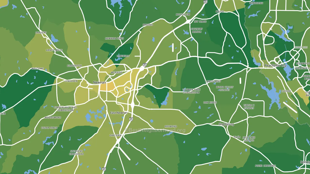 Coweta County, GA block-group voter-turnout map