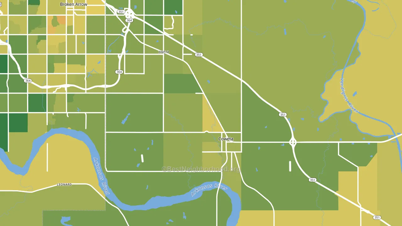 Coweta, OK block-group voter-turnout map