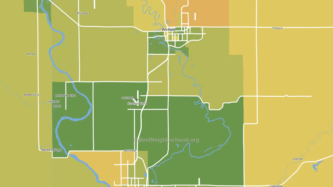 Cowley County, KS block-group voter-turnout map