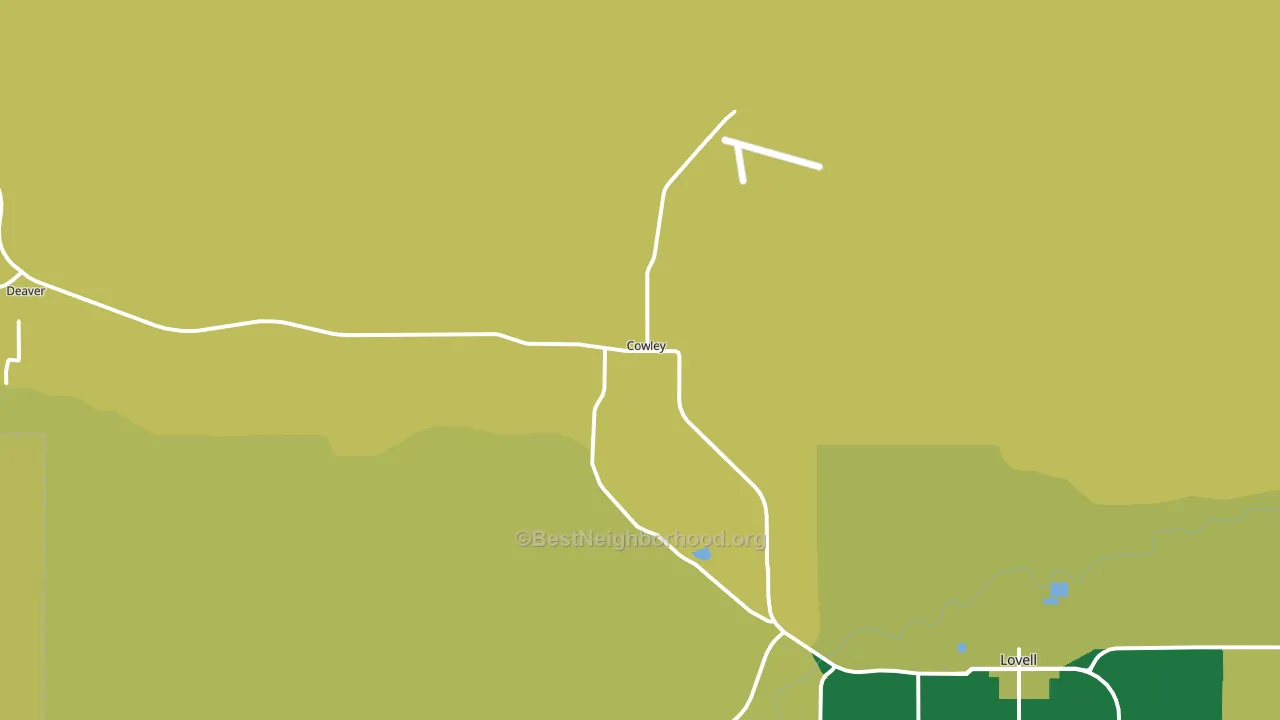 Cowley, WY block-group voter-turnout map