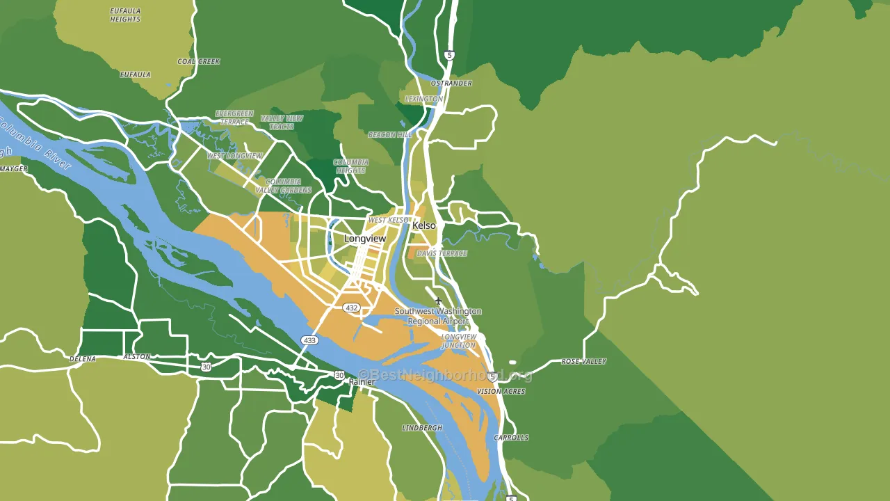 Cowlitz County, WA block-group voter-turnout map