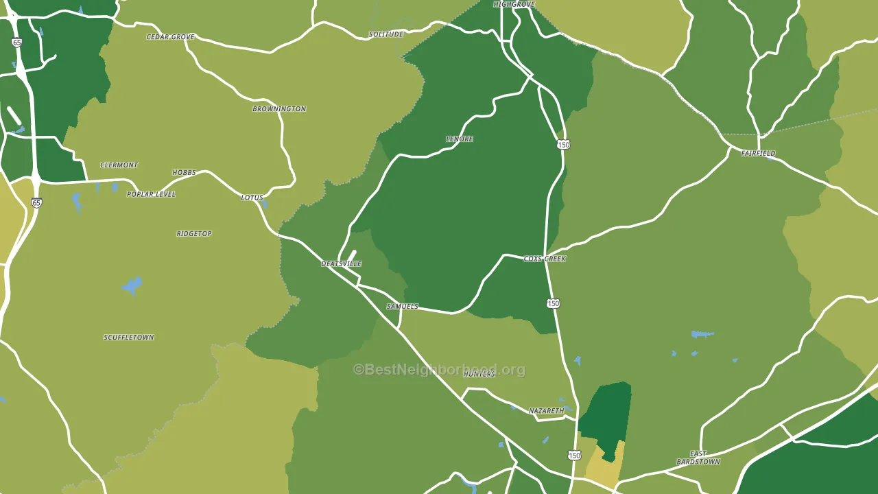 Coxs Creek, KY block-group voter-turnout map