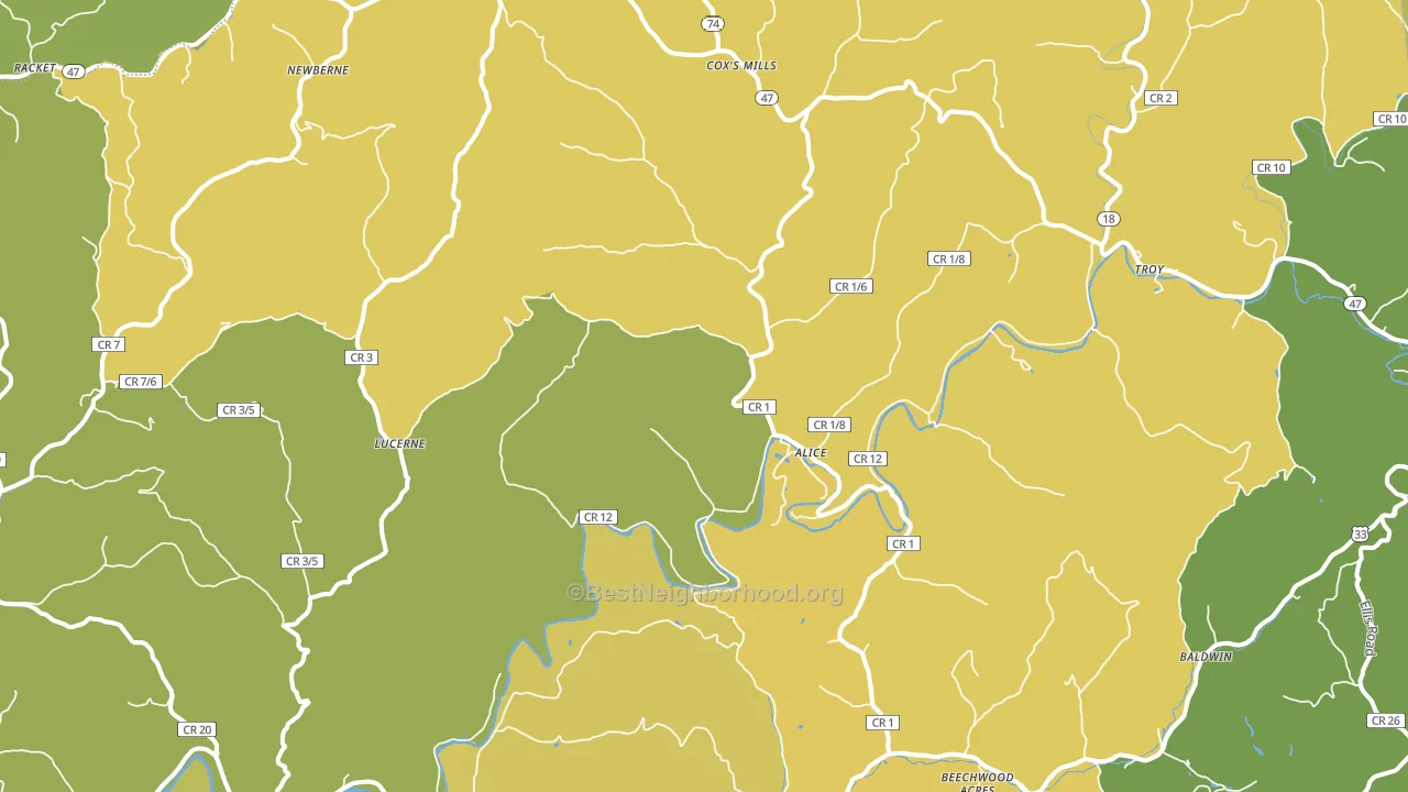 Coxs Mills, WV block-group voter-turnout map