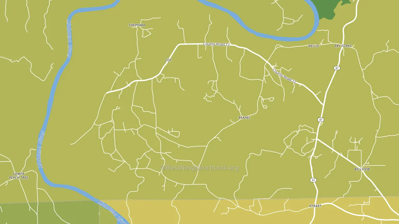 Coy, AL block-group voter-turnout map