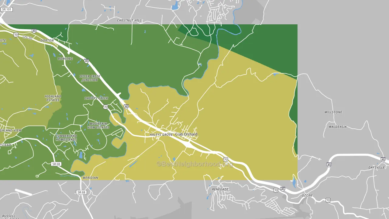 Crab Orchard, TN block-group voter-turnout map