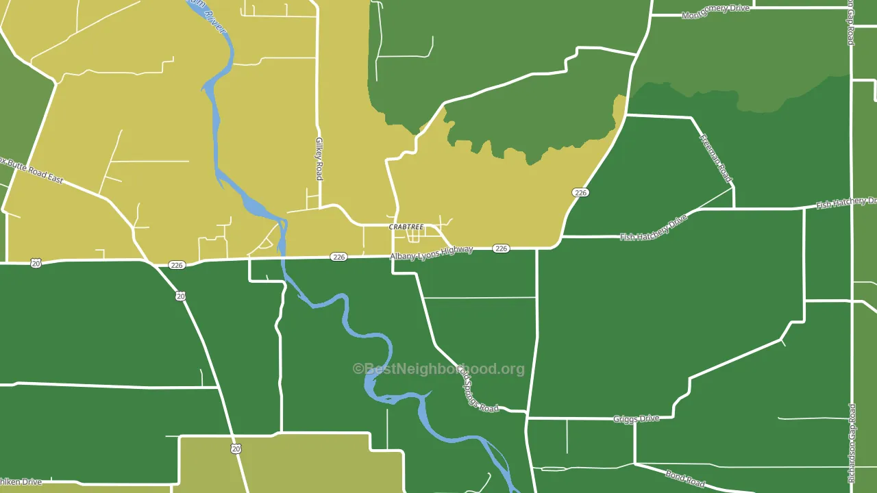 Crabtree, OR block-group voter-turnout map
