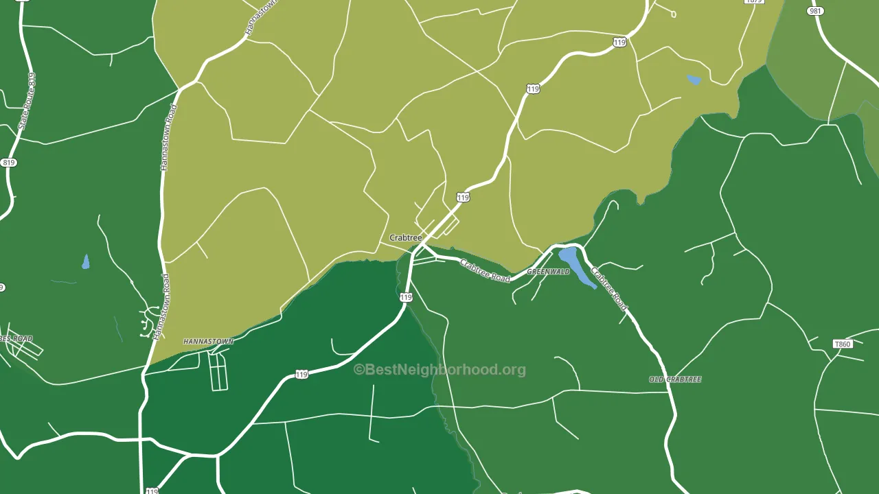 Crabtree, PA block-group voter-turnout map