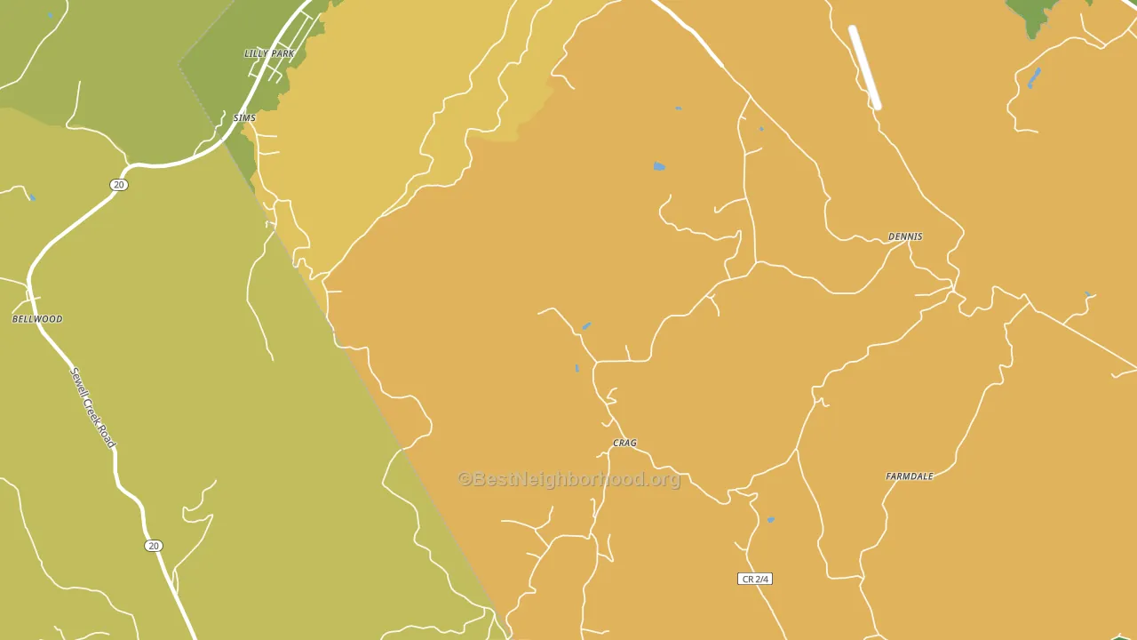 Crag, WV block-group voter-turnout map