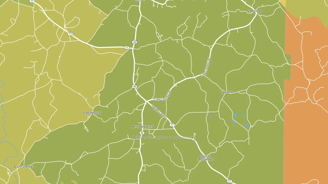 Cragford, AL block-group voter-turnout map
