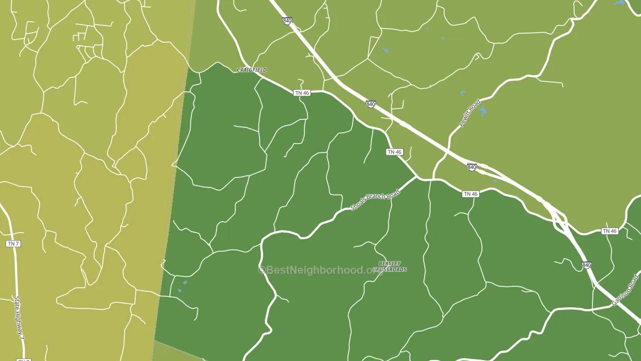 Craigfield, TN block-group voter-turnout map