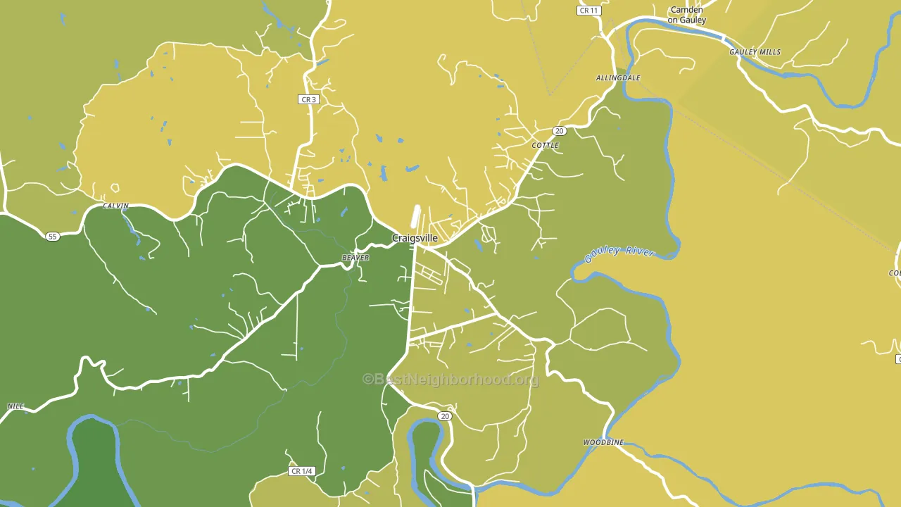 Craigsville, WV block-group voter-turnout map