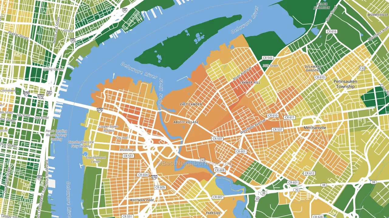Cramer Hill, Camden, NJ block-group voter-turnout map
