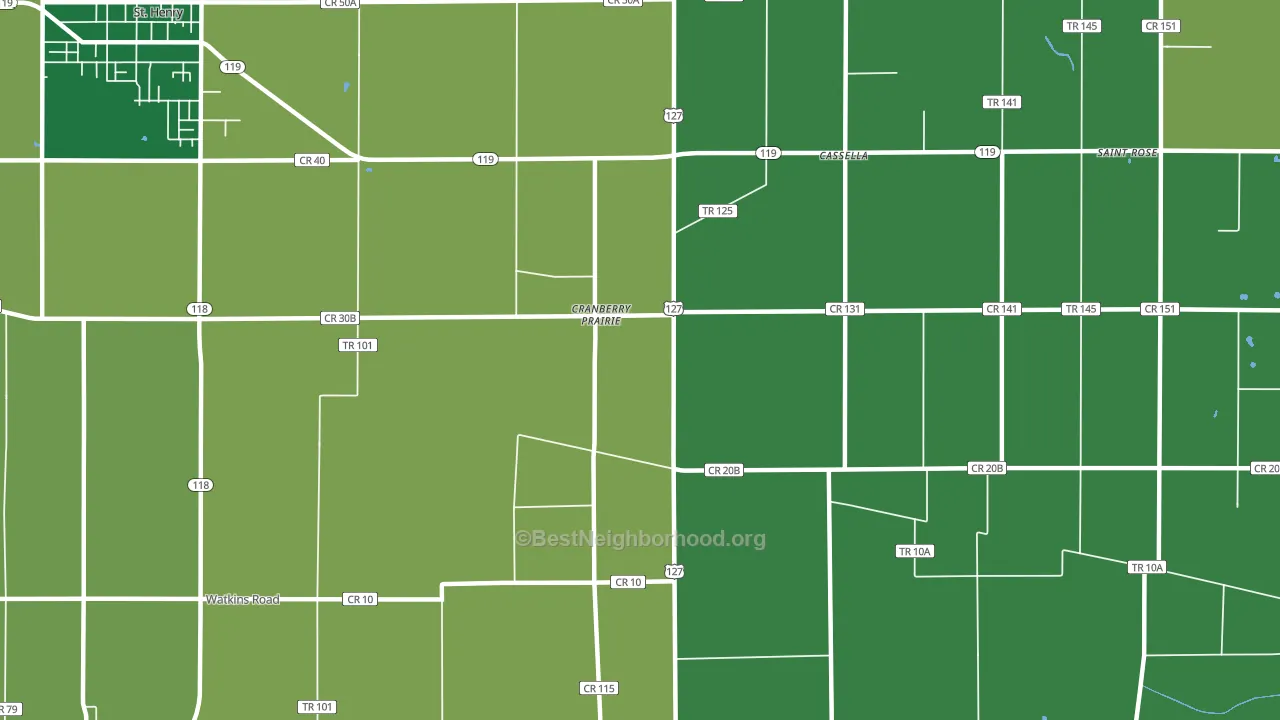 Cranberry Prairie, OH block-group voter-turnout map