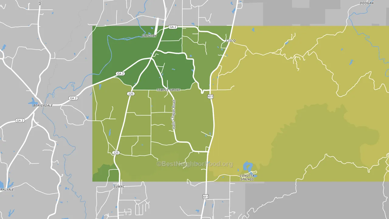 Crandall, GA block-group voter-turnout map