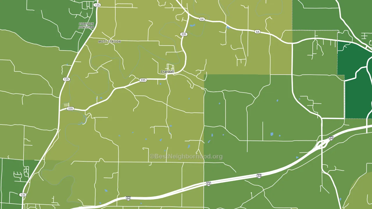 Crandall, IN block-group voter-turnout map