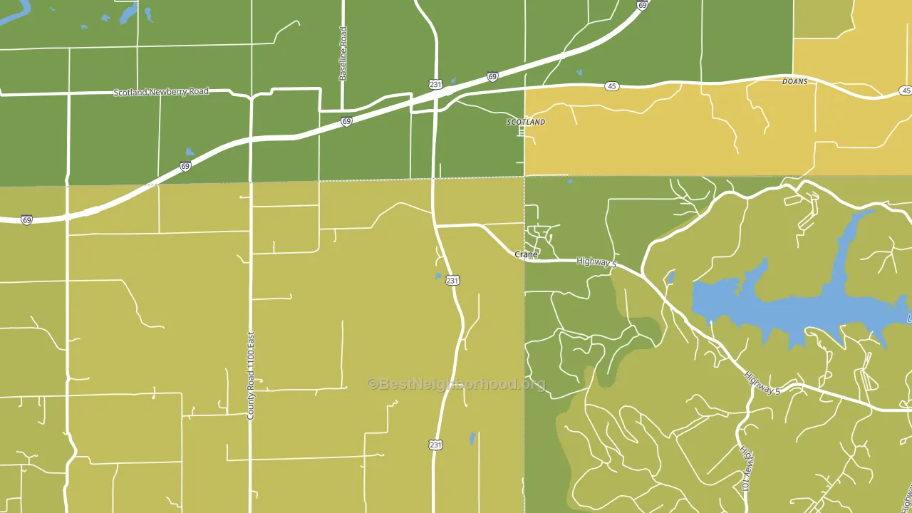 Crane, IN block-group voter-turnout map