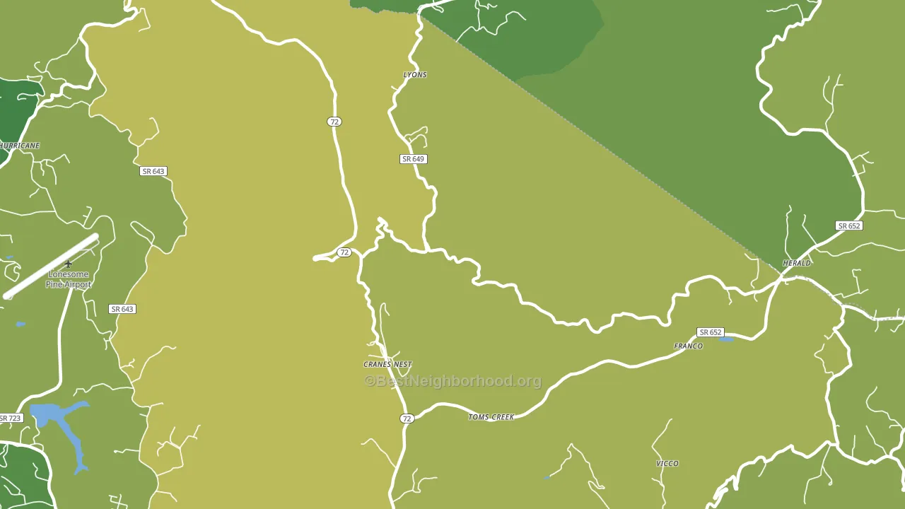 Cranes Nest, VA block-group voter-turnout map