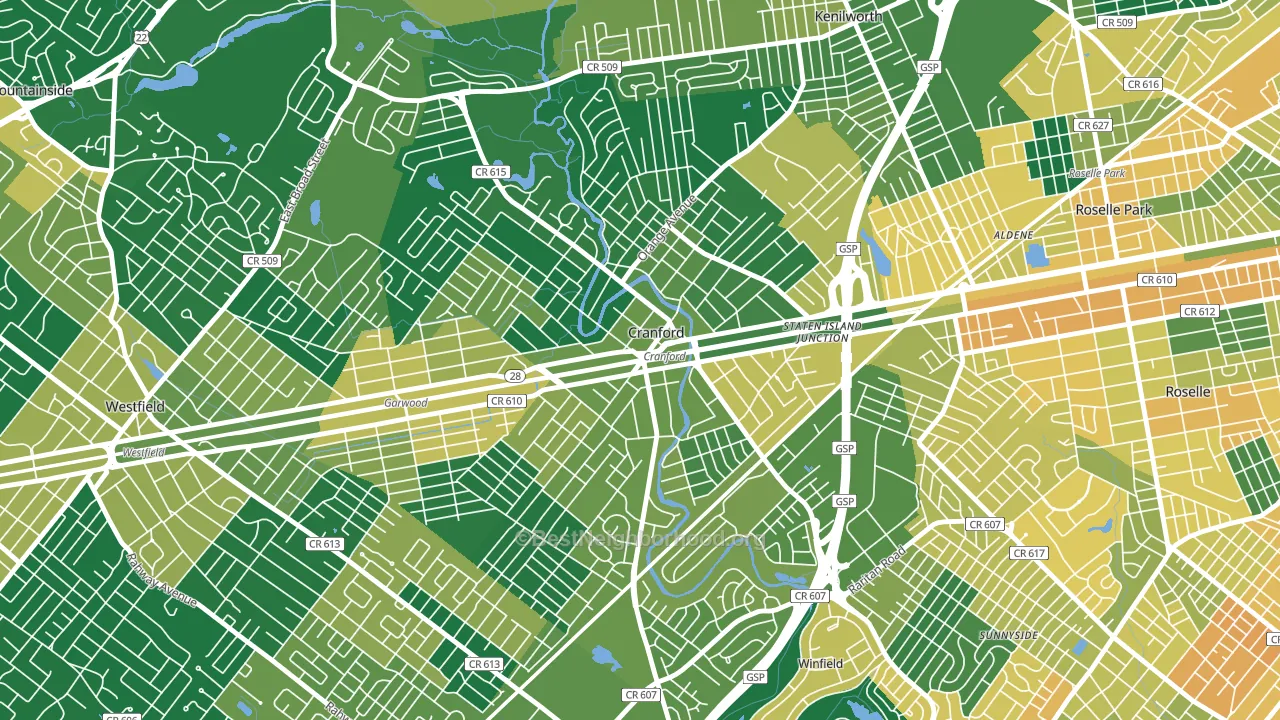 Cranford, NJ block-group voter-turnout map