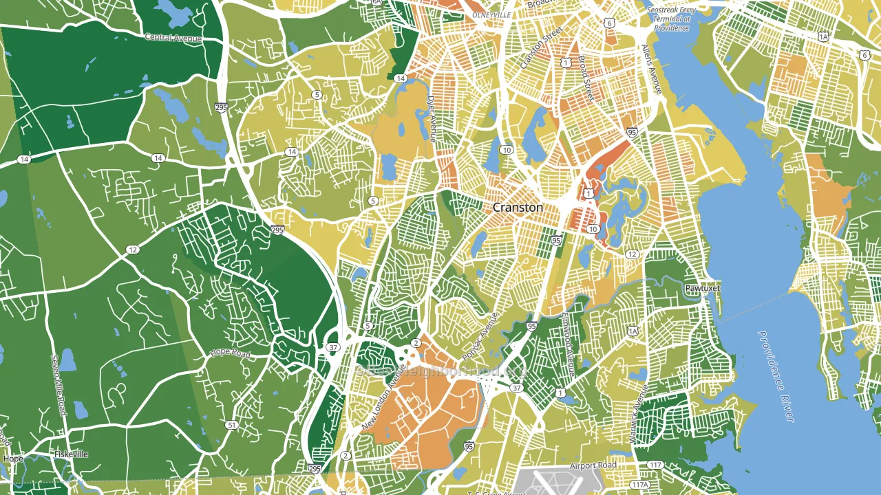 Cranston, RI block-group voter-turnout map