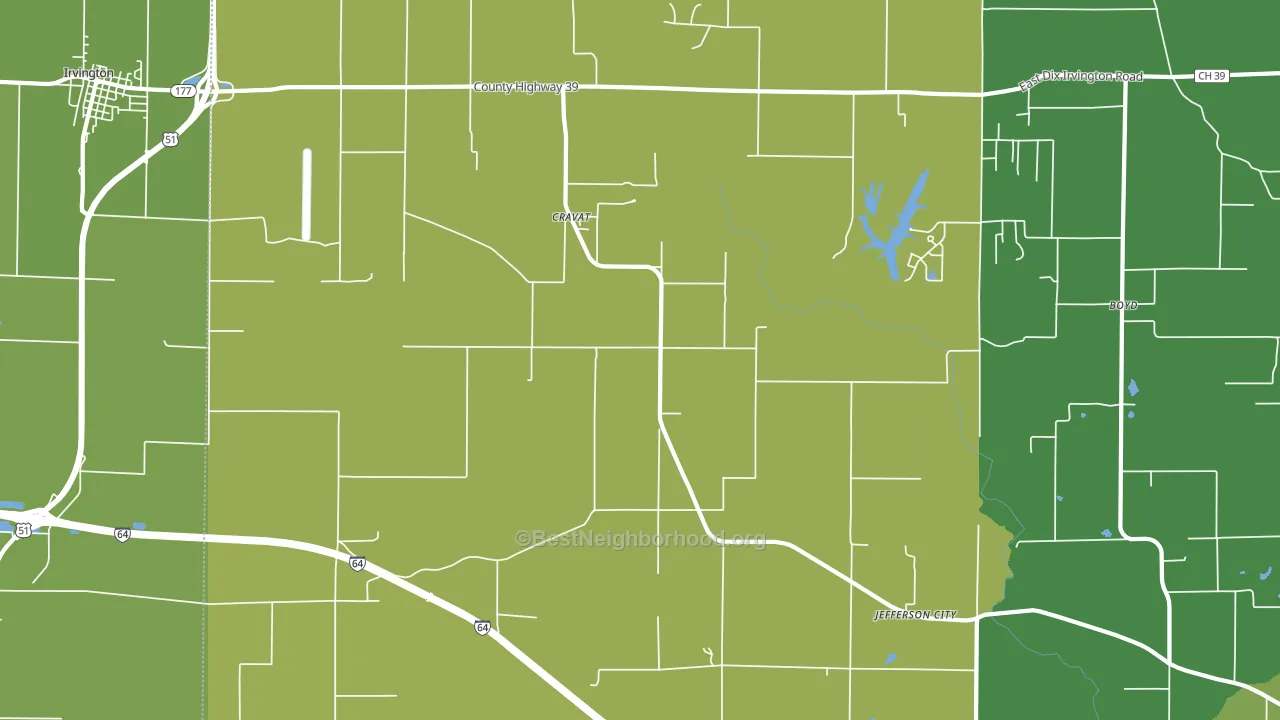 Cravat, IL block-group voter-turnout map