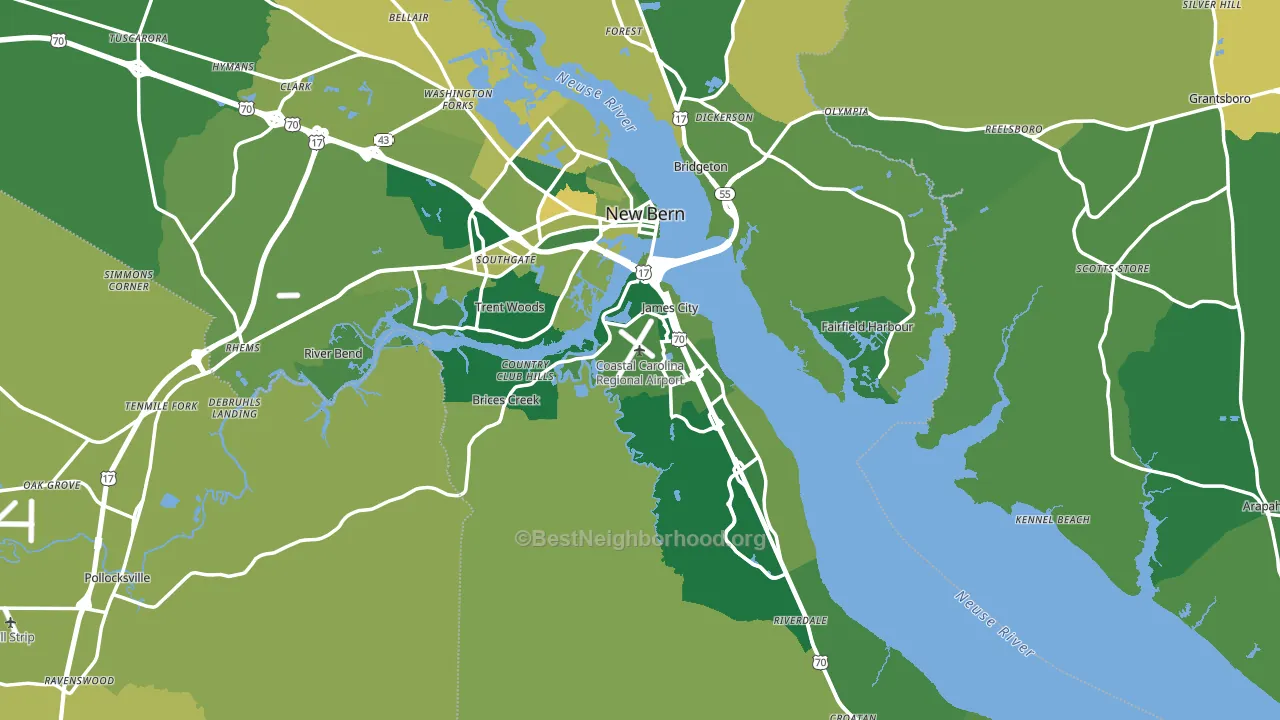 Craven County, NC block-group voter-turnout map
