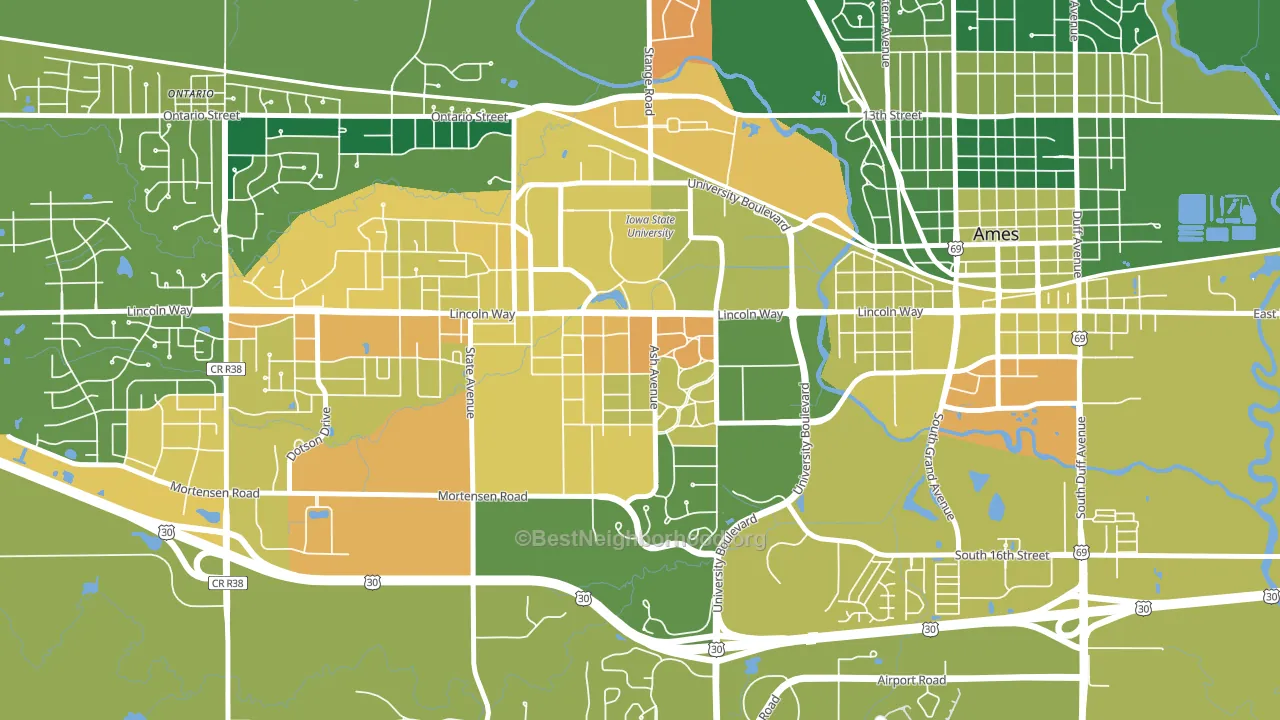 Crawford, Ames, IA block-group voter-turnout map