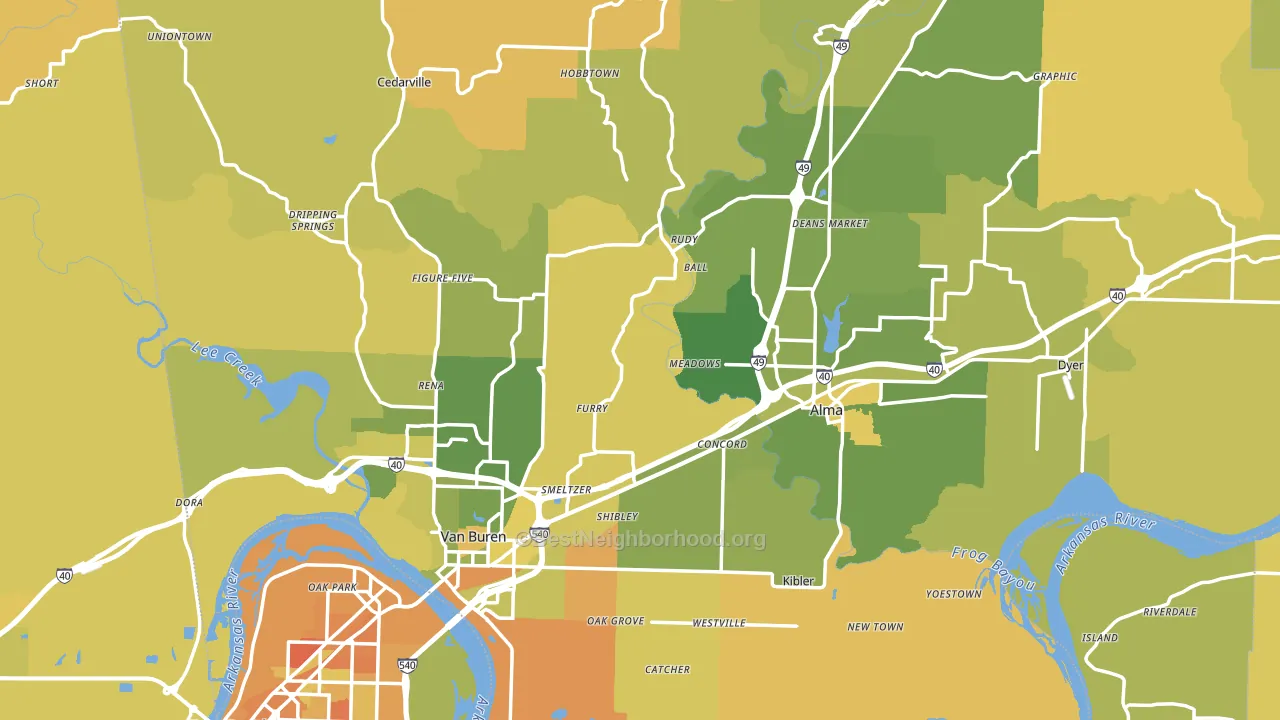 Crawford County, AR block-group voter-turnout map
