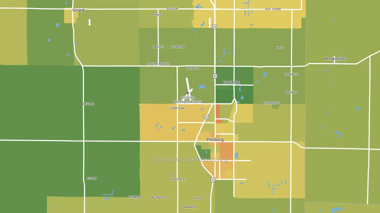 Crawford County, KS block-group voter-turnout map