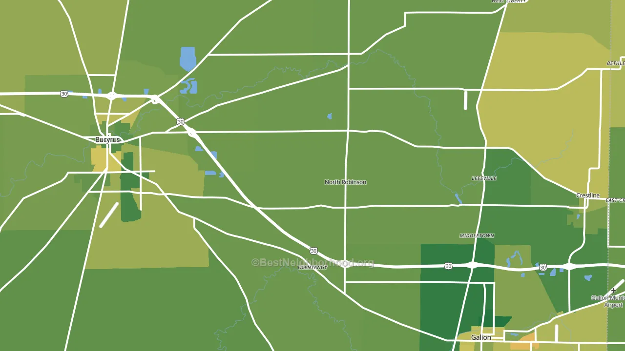 Crawford County, OH block-group voter-turnout map