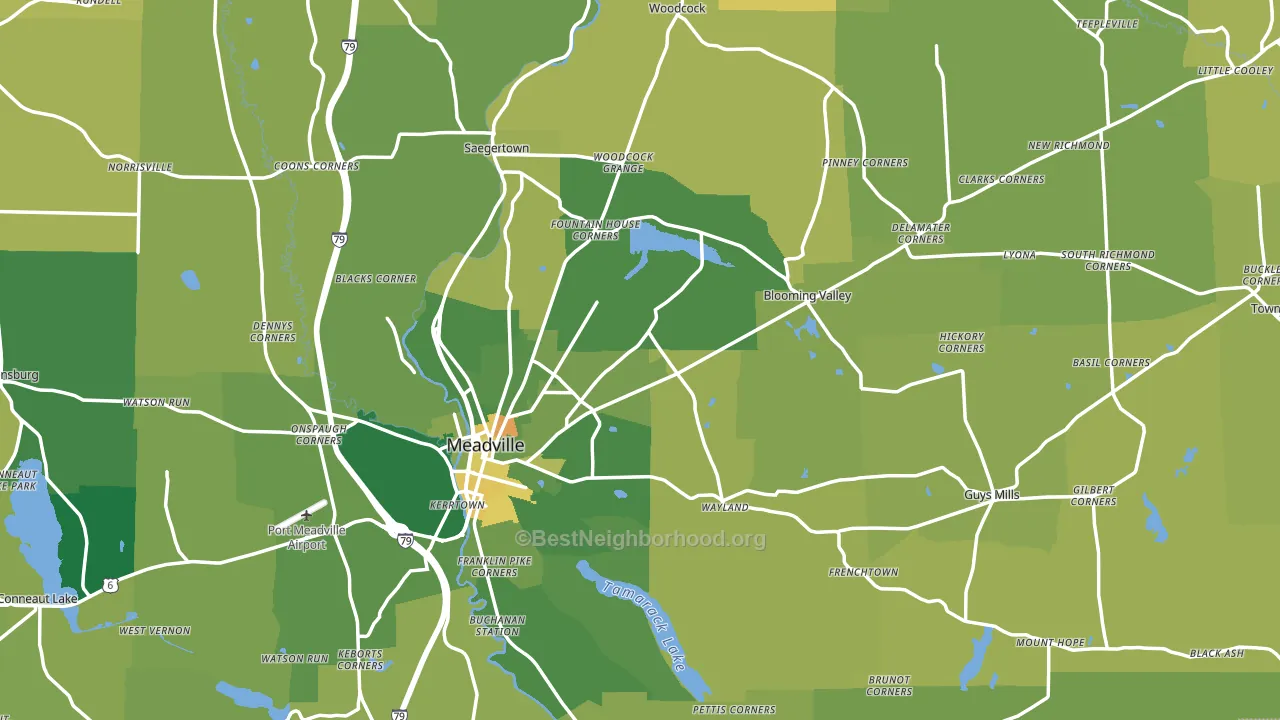 Crawford County, PA block-group voter-turnout map