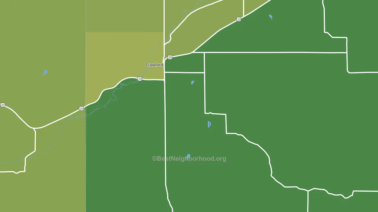 Crawford, NE block-group voter-turnout map